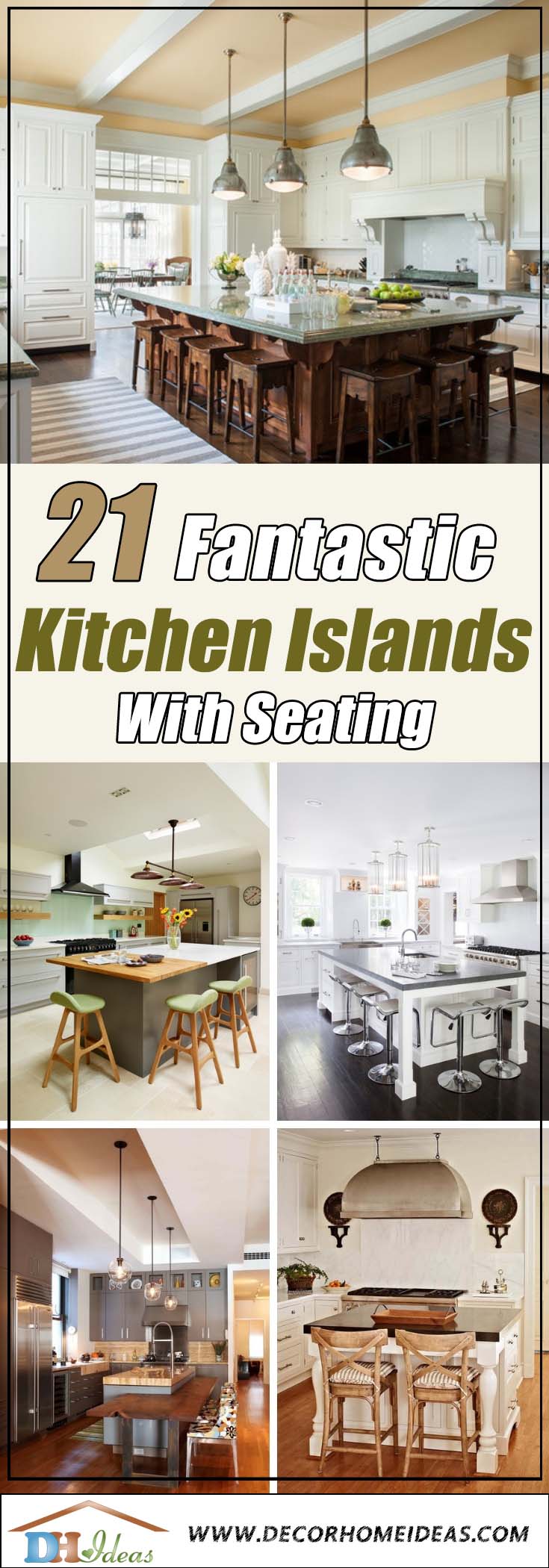 21 Kitchen Islands With Seating You'll Never Stop Dreaming Of | Great kitchen islands with seating to create comfort and coziness #kitchen #furniture #interiordesign #kitchenisland #seating #homedecor #decorhomeideas