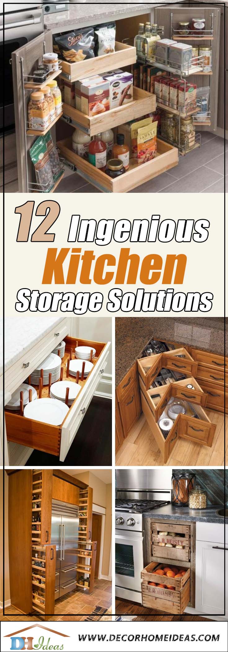 12 Ingenious Kitchen Ideas You Don't Want To Miss | Storage and organization ideas for the kitchen. #kitchen #storage #organization #cupboards #cabinets #shelves #decoratingideas #decorhomeideas