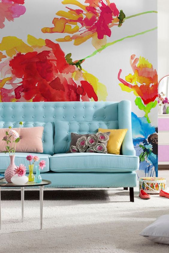 Bright summer wall mural decor idea #mural #sticker #painting #homedecor #walldecor #decoratingideas #interiordesign #decorhomeideas
