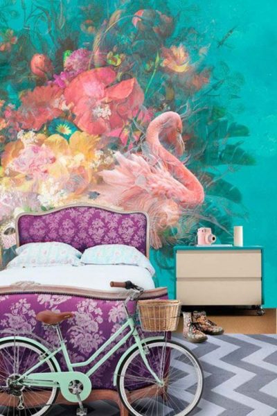 Flamingos wall mural decor idea #mural #sticker #painting #homedecor #walldecor #decoratingideas #interiordesign #decorhomeideas
