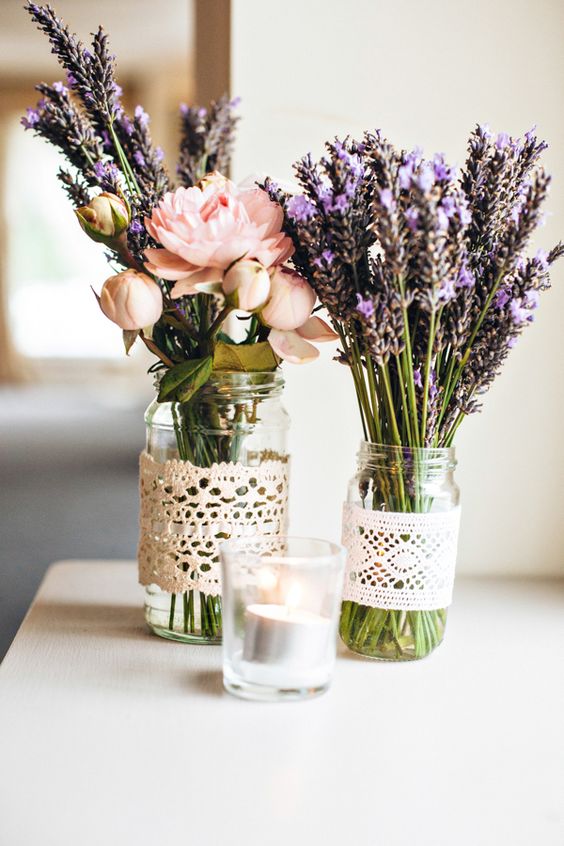 Lavender wedding jar idea #jars #diy #homedecor #wedding #decoratingideas #garden #outdoor #decorhomeideas