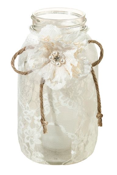 Shabby chic wedding jar idea #jars #diy #homedecor #wedding #decoratingideas #garden #outdoor #decorhomeideas