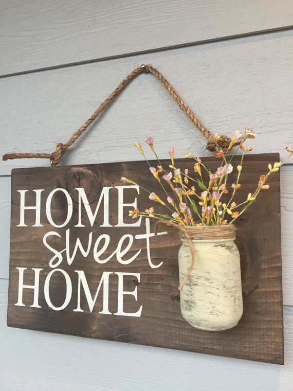 Rustic home sweet home wood sign #rustic #rusticdecor #rusticfarmhouse #homedecor #decoratingideas #decorhomeideas