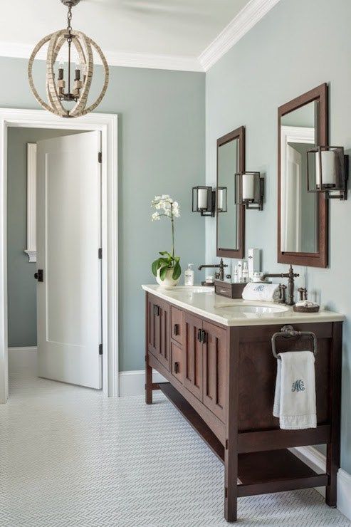 Blue gray bathroom paint color. Blue gray bathroom ideas. #bathroom #bathroomdesign #bathroomdecor #bluegray #decorhomeideas