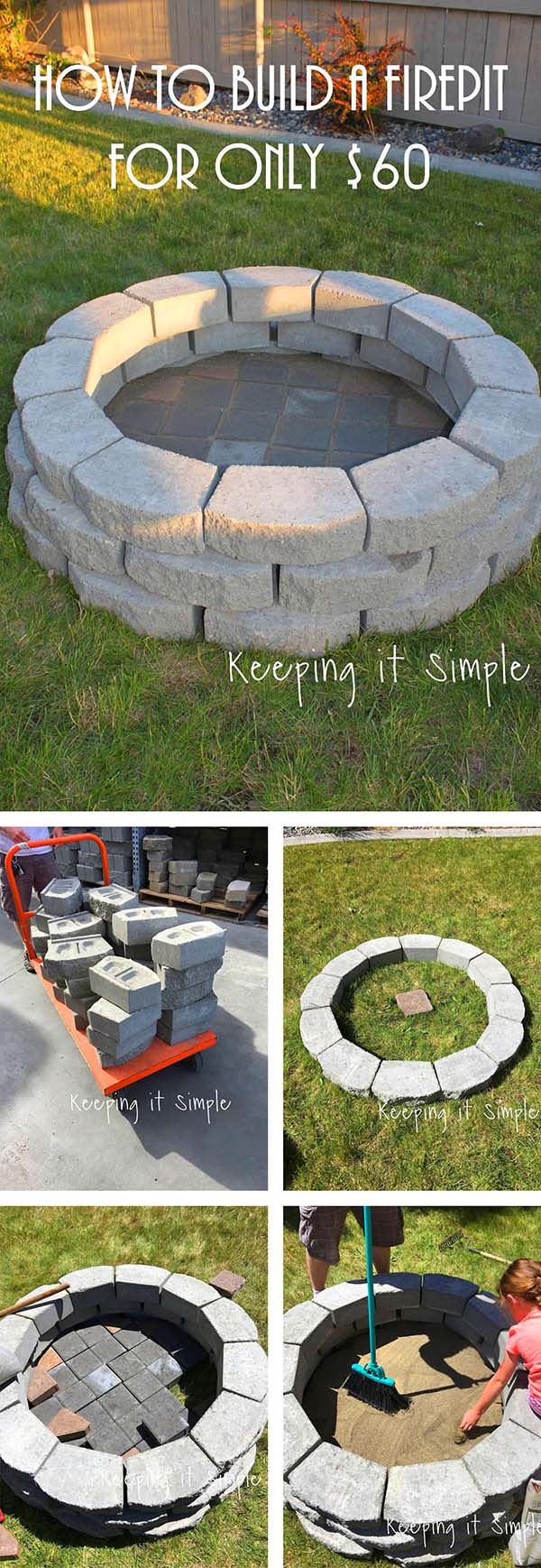 Cheap and Simple Fire Pit Idea Under $60 #firepit #firepitideas #diy #garden #decorhomeideas