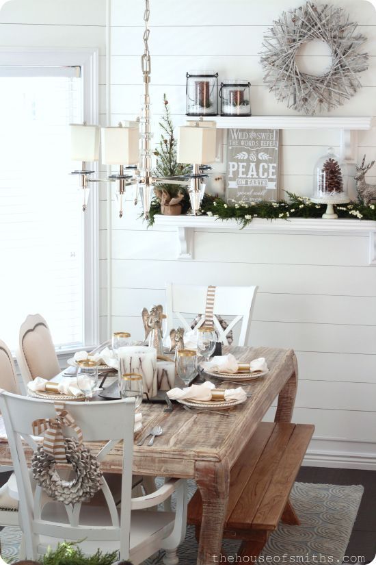 Neutral Rustic Winter Tablescape #rustic #winterdecor #homedecor #decorhomeideas