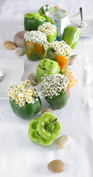 Green Peppers Spring Centerpiece #centerpiece #spring #Easter #decorhomeideas