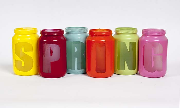 DIY Spring Centerpiece Painted Jars