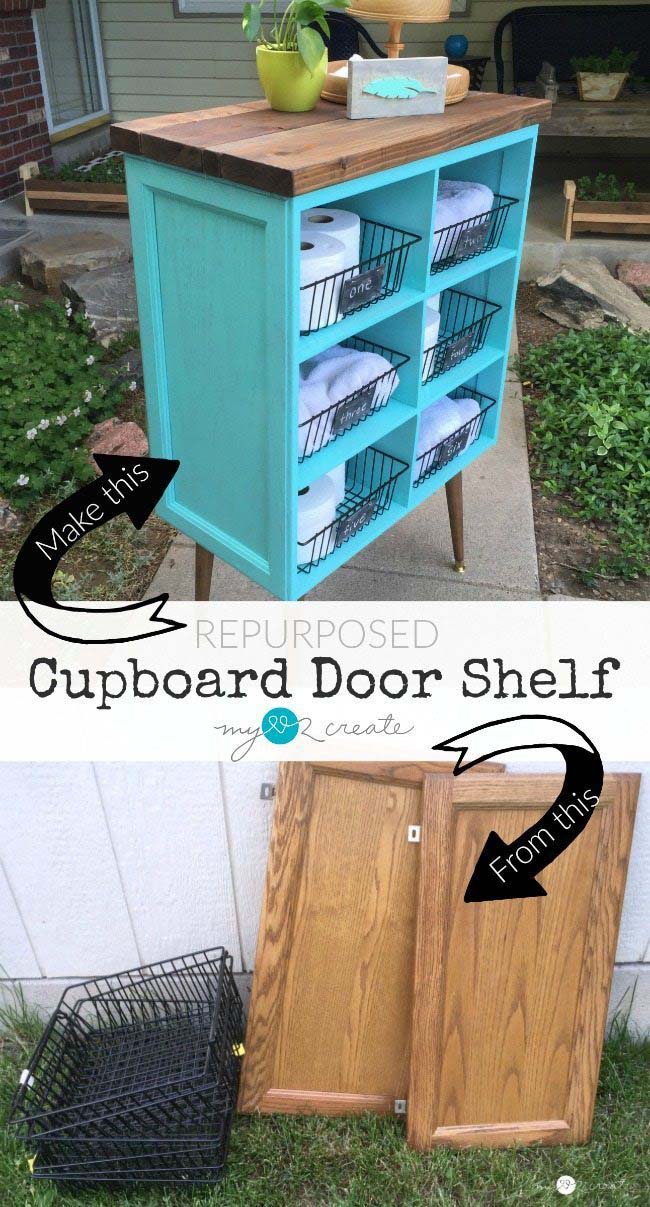 DIY Cupboard Door Shelf #diy #furniture #makeover #repurpose #decorhomeideas