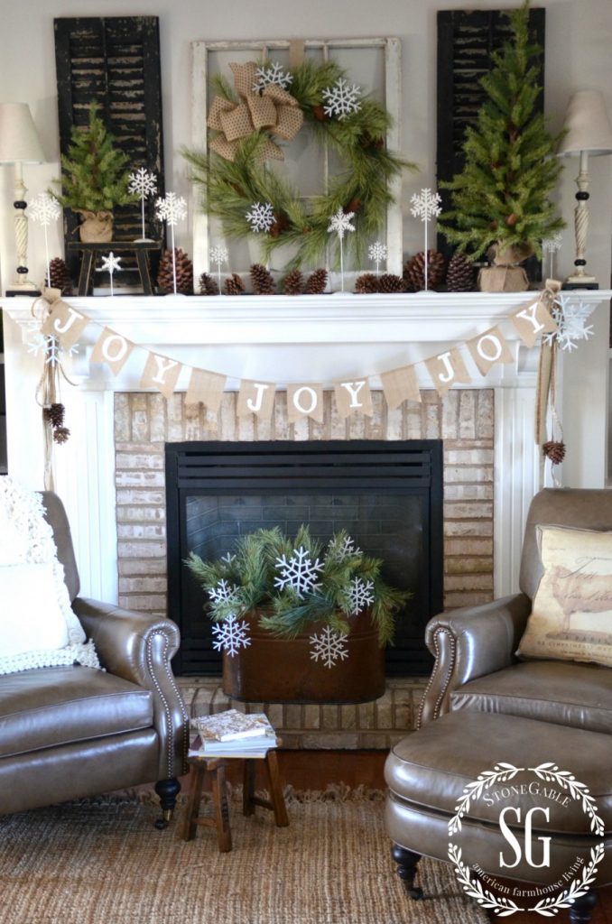 No Sew Joy Banner #Christmas #rustic #diy #decorhomeideas