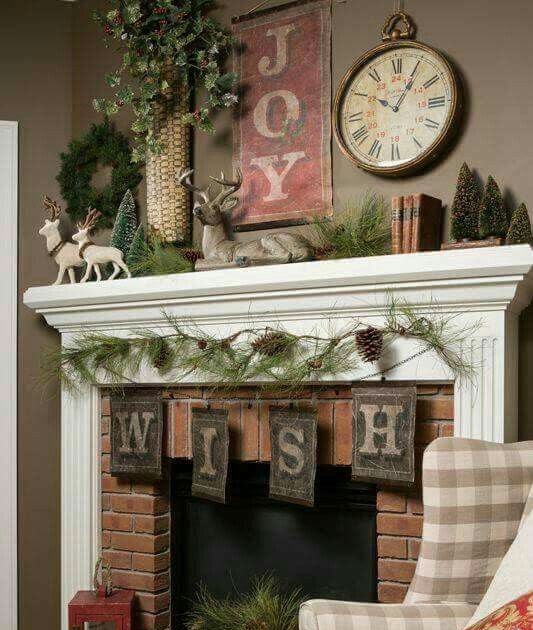 Rustic Signs Christmas Mantel #Christmas #rustic #diy #decorhomeideas