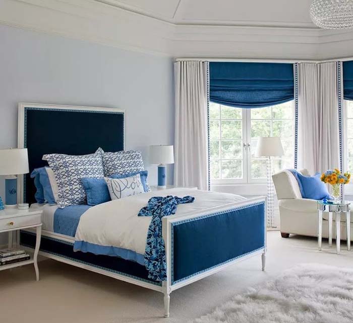 Classic Combination Of Blue And White Colors For Womens' Bedroom #women #bedroom #feminine #decor #decorhomeideas