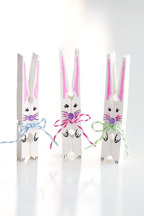 Clothespin Bunnies #easter #diy #dollarstore #crafts #kids #decorhomeideas