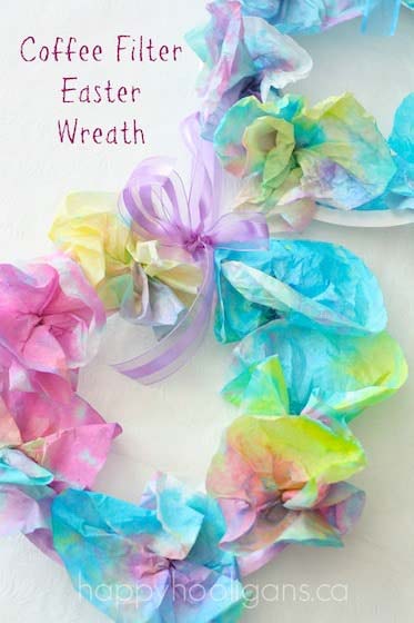 Coffee Filter Easter Wreath #easter #diy #dollarstore #crafts #kids #decorhomeideas