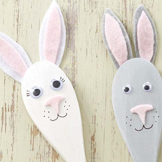 Easter Bunny Spoon Puppets #easter #diy #dollarstore #crafts #kids #decorhomeideas