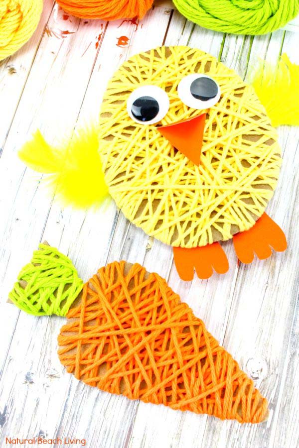 Easy Yarn Easter Craft #easter #diy #dollarstore #crafts #kids #decorhomeideas