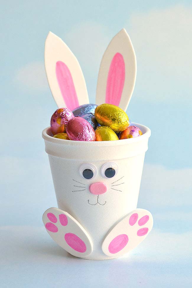 Foam Cup Bunny Candy Holder #easter #diy #dollarstore #crafts #kids #decorhomeideas