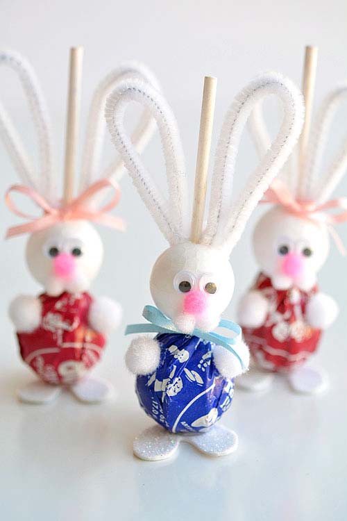 Lolly Pop Bunnies #easter #diy #dollarstore #crafts #kids #decorhomeideas