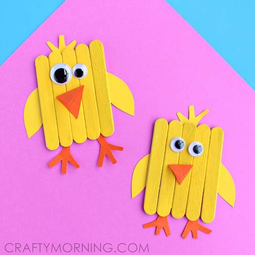 Mini Popsicle Stick Chicks #easter #diy #dollarstore #crafts #kids #decorhomeideas