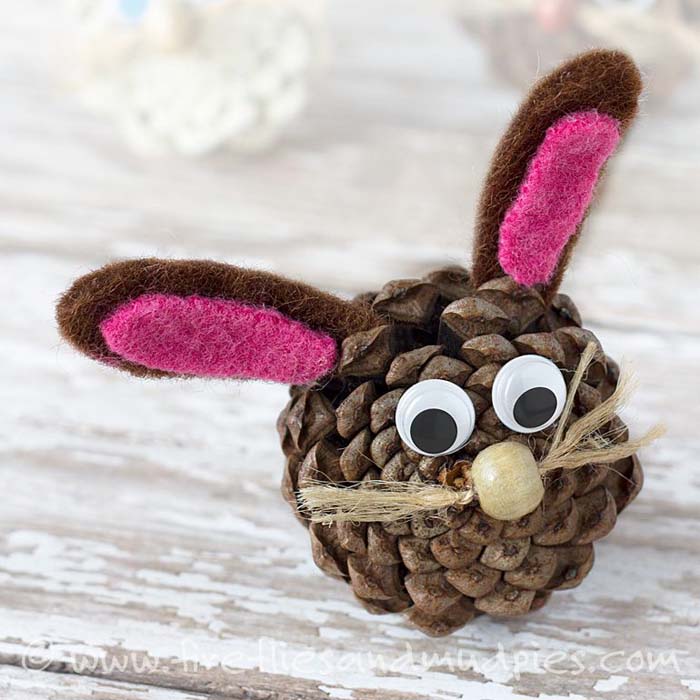 Pinecone Bunnies #easter #diy #dollarstore #crafts #kids #decorhomeideas
