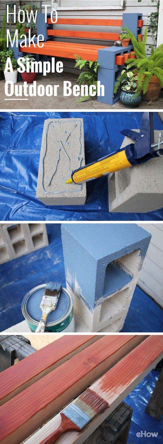 Cedar & Cement Garden Bench #diy #project #backyard #garden #decorhomeideas