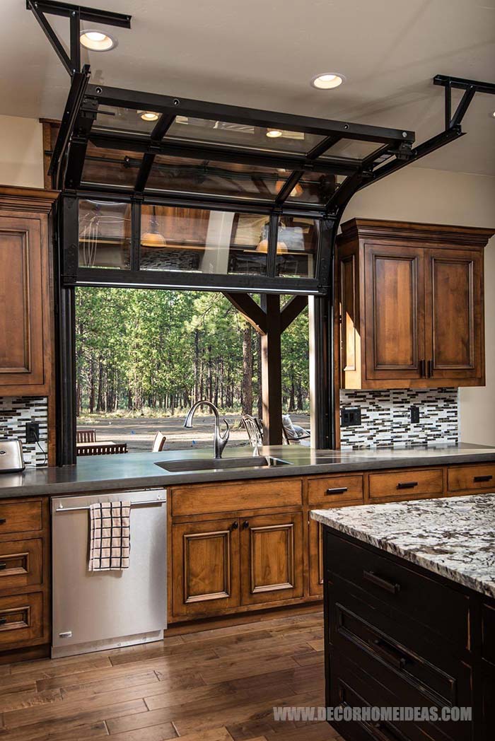 Roll Up Kitchen Window. Great idea to save space and have beautiful view from your kitchen while enjoying some cool and fresh air. #rollup #window #kitchen #decorhomeideas