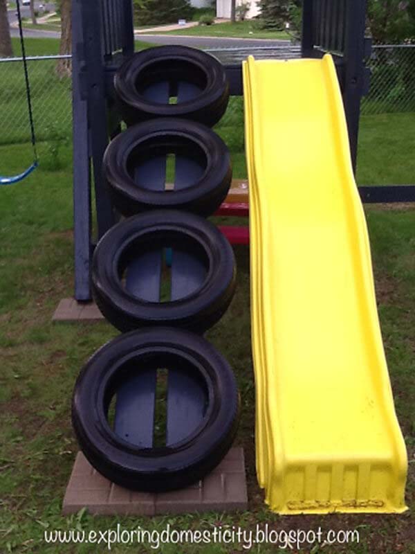 Tire and Slide Climbing Set #diy #backyard #playarea #kids #decorhomeideas