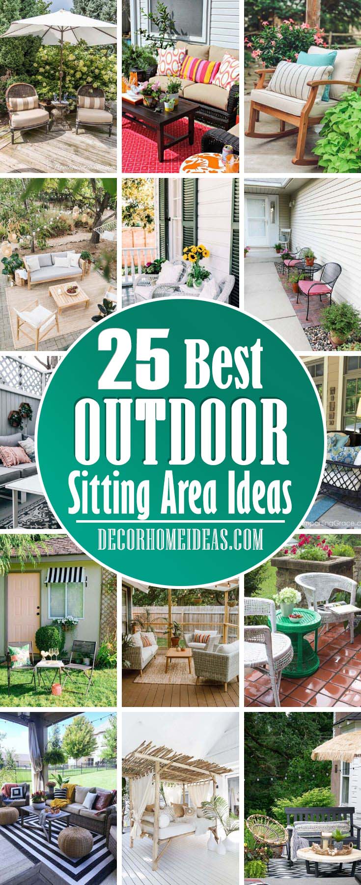Best Outdoor Sitting Area Ideas. Whether on the backyard, front porch, deck, or patio, you can make use of your home's outdoor space. With the beauty of nature and ambient lighting, these areas make for the perfect gathering place. #garden #outdoor #sitting #area #decorhomeideas