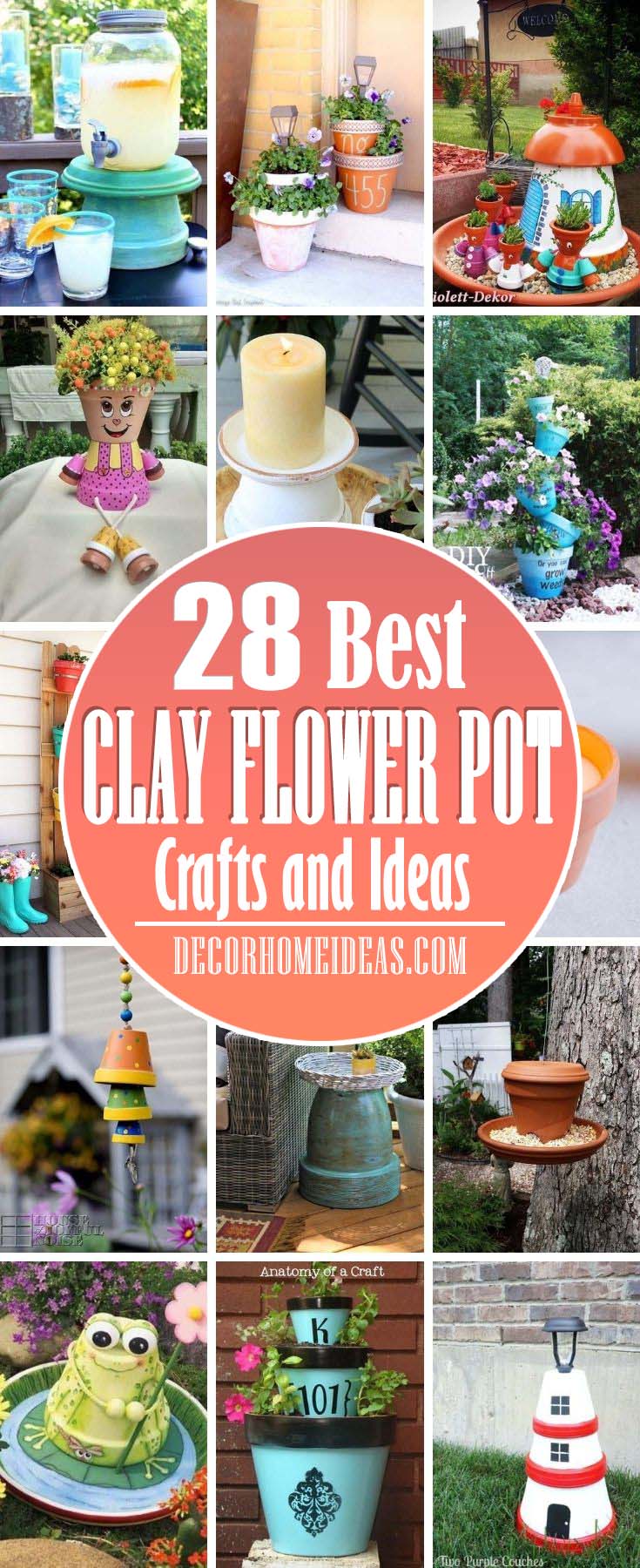 Best Clay Flower Pot Crafts. Simple, easy, and fun clay flower pot crafts and ideas. Make terra cotta pot crafts for all holidays - Christmas, Halloween, Thanksgiving, Easter, etc. #decorhomeideas