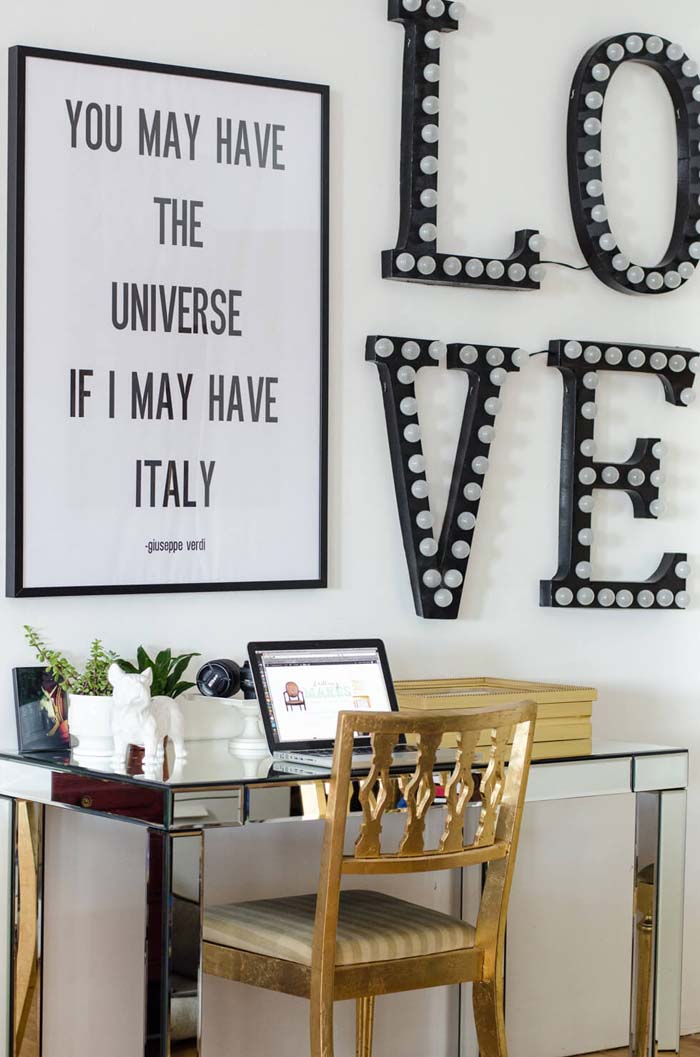 Marquee Letters Light Up the Room #wall #gallery #decor #decorhomeideas