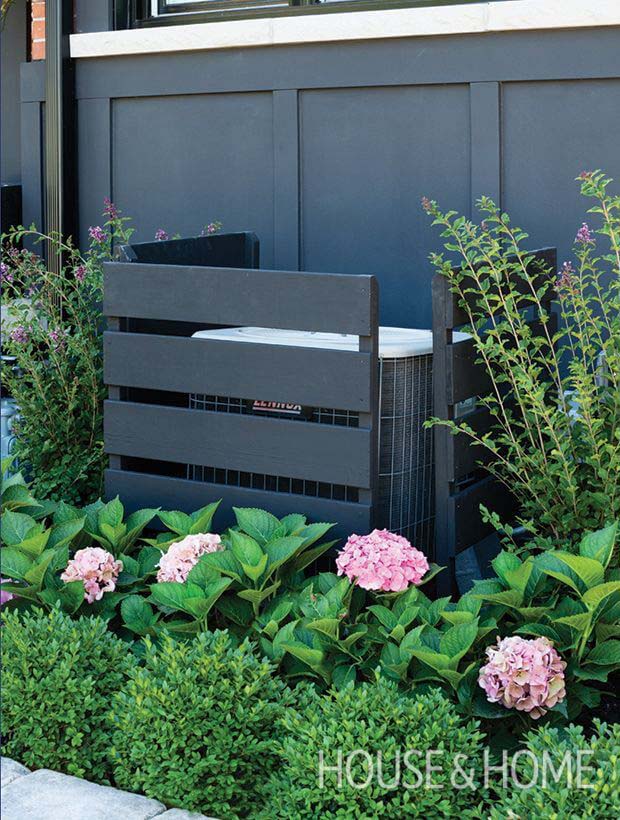 Modern Dark Stained AC Unit Box #outdoor #hiding #ideas #decorhomeideas