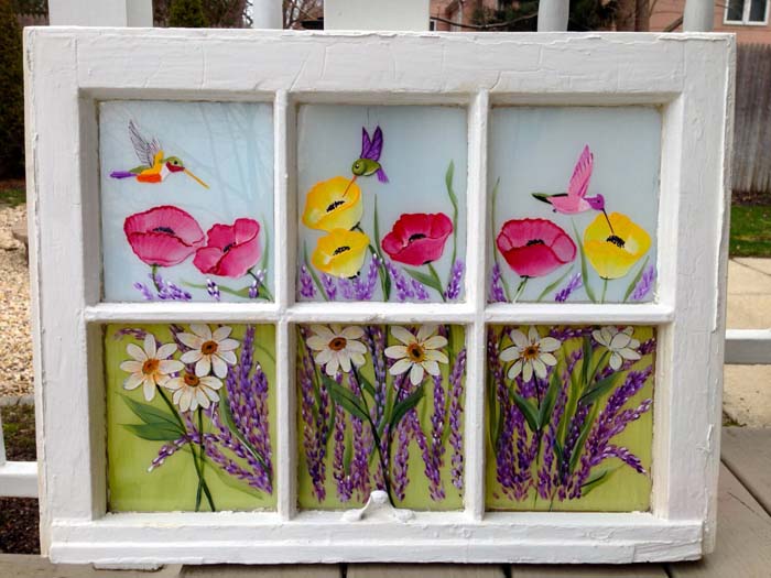 Vintage Hand Painted Window #old #window #garden #decorhomeideas