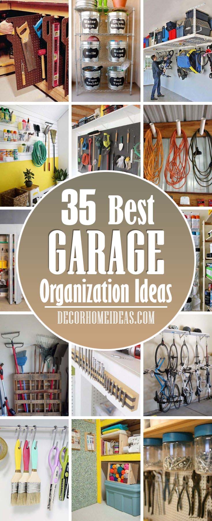 Best Garage Organization Ideas. Make your garage a clutter-free area with these storage and shelving solutions for your tools, bikes, gear and more. #decorhomeideas