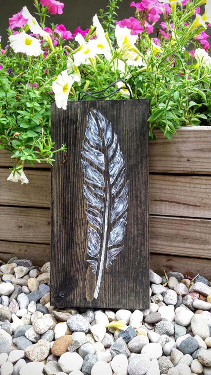 Boho Decor Feather Sign #diy #pallet #sign #decorhomeideas