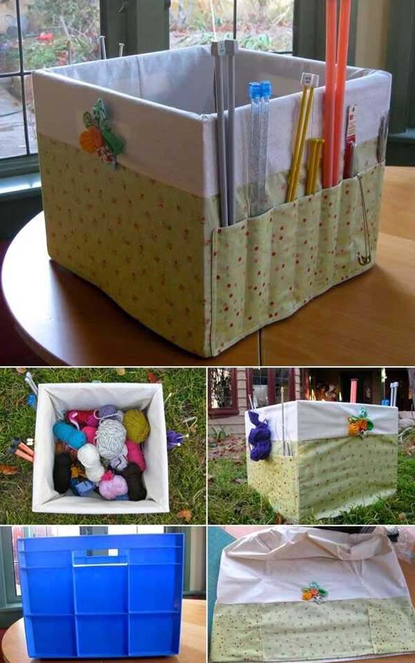 A Fabric Covered Milk Crate Bin #diy #fabric #organizers #storage #decorhomeideas
