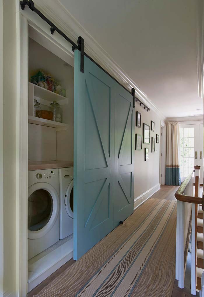 Laundry Pocket Turned Accent Wall #laundryroom #small #design #decorhomeideas