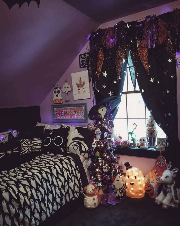 Purple Themed Halloween Kids Room Decor #halloween #kidsroom #nursery #decorhomeideas