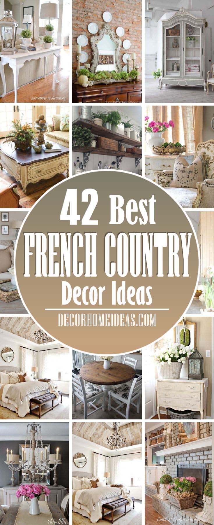 Best French Country Decor Ideas. Get inspired by these 40+ examples of French country décor and fill your rooms with muted colors, toile fabrics, tapestries, and more—all with a rustic touch. #decorhomeideas