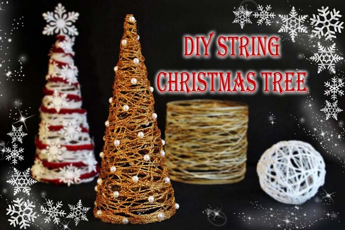 DIY String Holiday Christmas Tree #Christmas #Christmastree #decorhomeideas