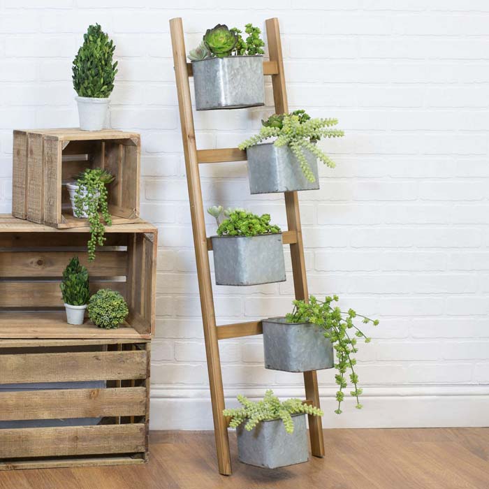 Modern and Rustic #ladderplanter #decorhomeideas