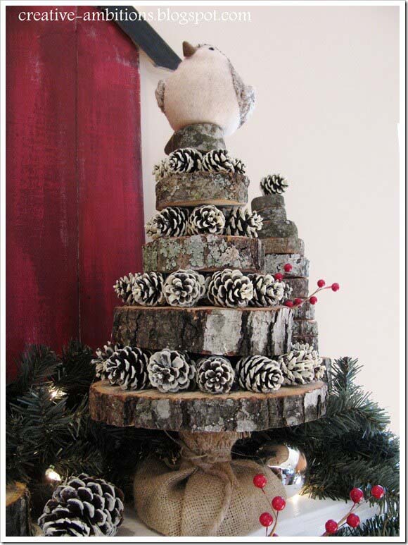 Sliced Wood Pine Cone Tree #Christmas #Christmastree #decorhomeideas