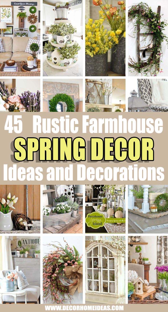 Best Rustic Farmhouse Spring Decor Ideas. Rustic farmhouse decor is beautiful in any season, but it is especially spectacular in spring! If you are looking for ideas to add farmhouse spring decor to your home, here is inspiration that you don’t want to miss – for mantels, tabletops, entryways and dining areas! #decorhomeideas