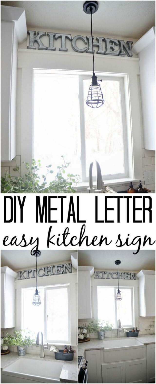 DIY Metal Letter Kitchen Sign #walldecor #kitchen #decorhomeideas