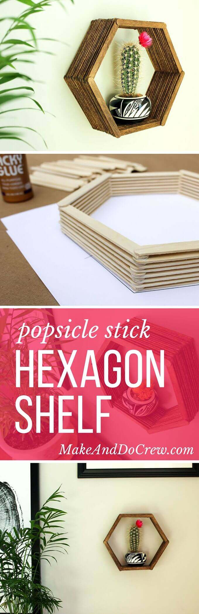 Tramp Art Textured Popsicle Stick Shelf #diy #weekendproject #decorhomeideas
