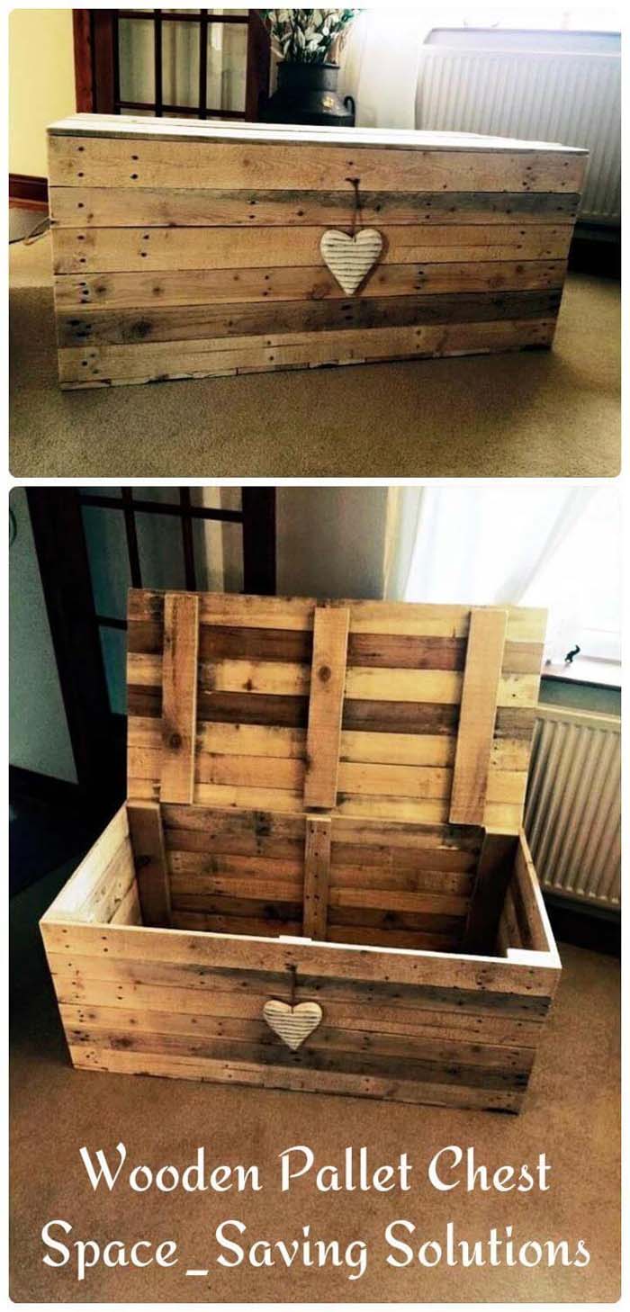 Upcycled Wood Pallet Storage Chest #rustic #storage #organization #decorhomeideas