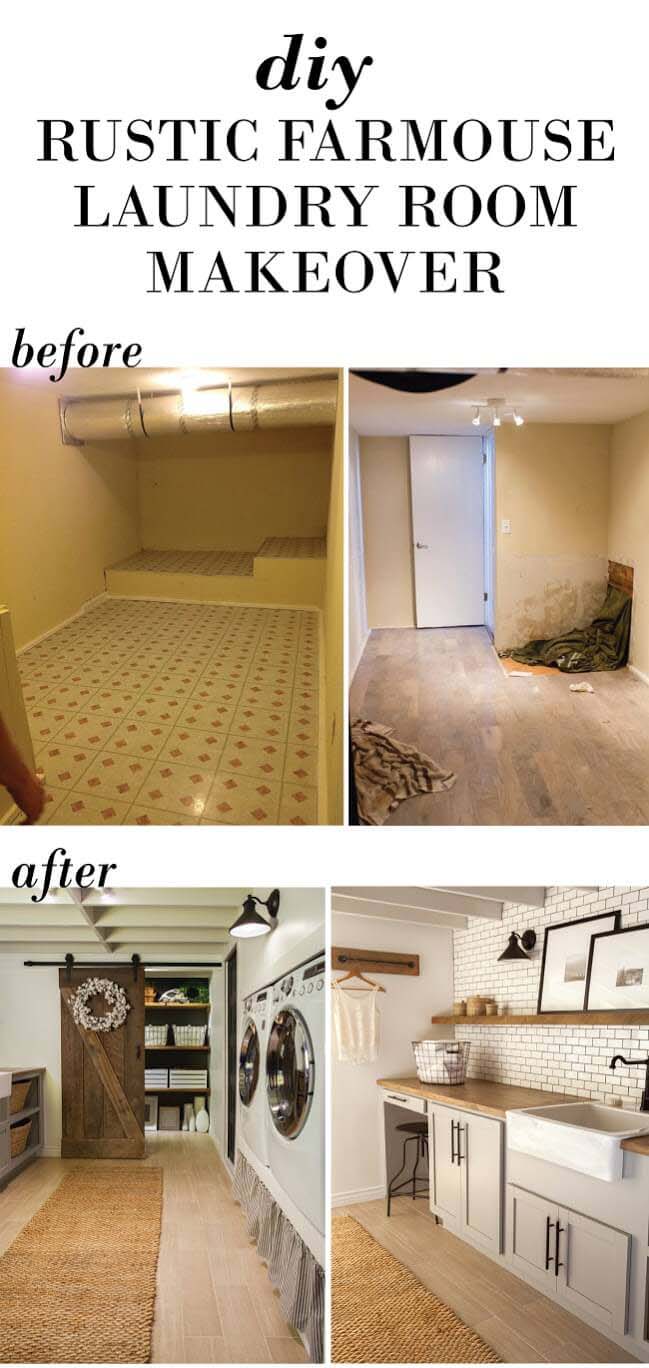 Rustic Farmhouse and Super Functional #laundryroom #makeover #decorhomeideas