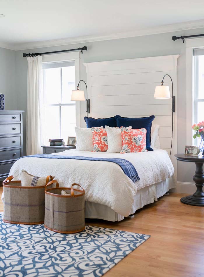 A Quaint Bedroom with Bright Accent Pillows #beachhouse #interiordesign #decorhomeideas