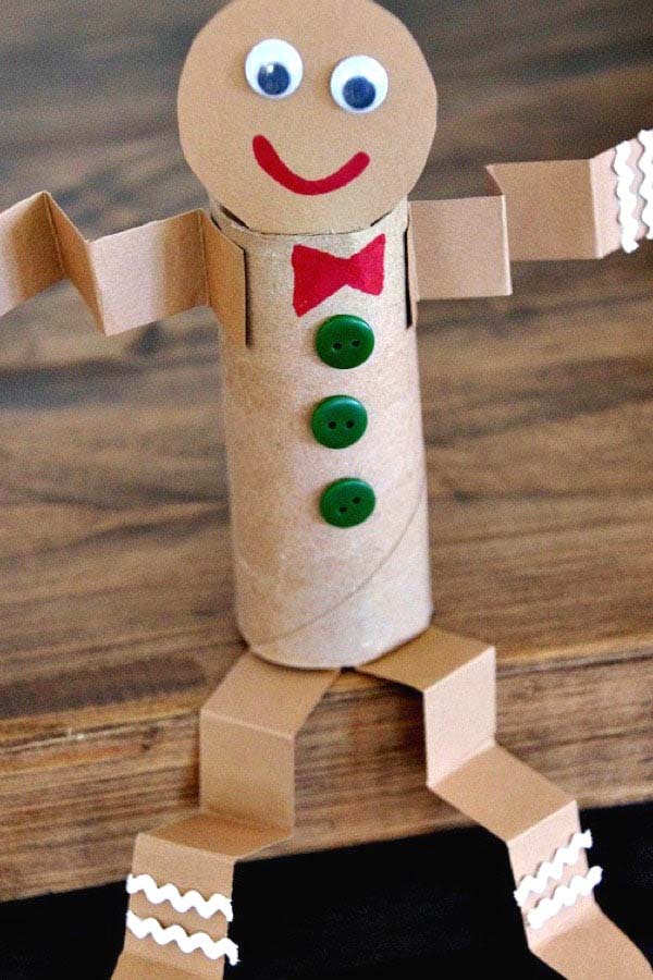Toilet Paper Roll Gingerbread Man #kidscrafts #toiletpaperroll #decorhomeideas