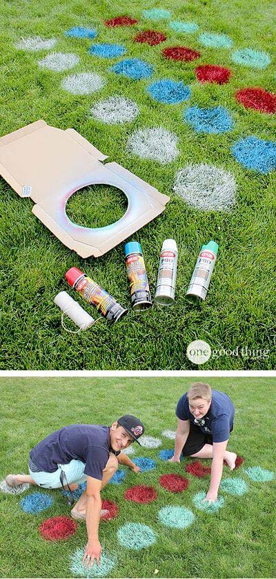 Simple Outdoor Spray Paint Twister #diybackyardgames #outdoorgames #decorhomeideas