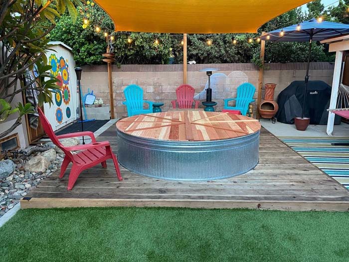 Stock Tank Pool With Cover #stocktankpool #diystocktankpool #decorhomeideas